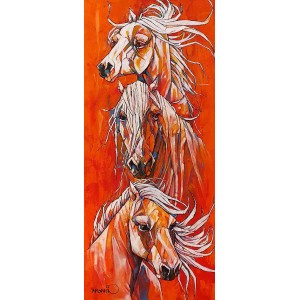 Momin Khan, 20 x 48 Inch, Acrylic on Canvas, Horse Painting, AC-MK-116